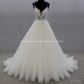 China Bridal Gowns Sheer Jewel Neck Lace Appliqued Sequins Plus Size Robe De Mariee Custom wedding princess dress Factory